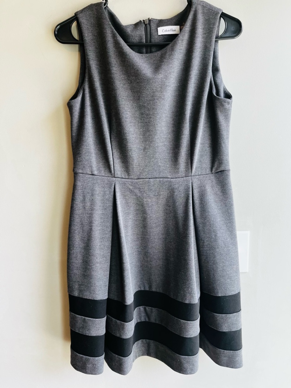 Calvin Klein Gray and Black Sleeveless Fit-and-Flare Mini Dress